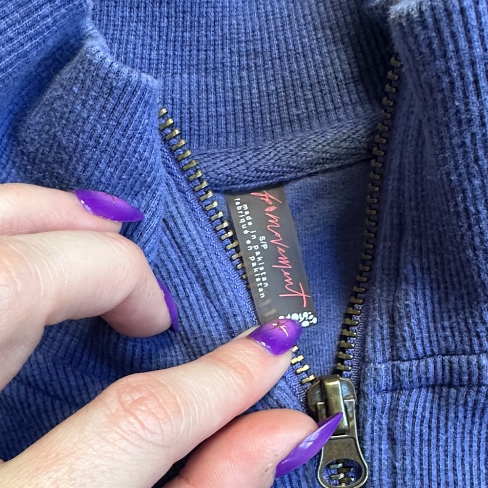 FP Movement by Free People Adeline Indigo Half-Zip Sweatshirt Womens Small - Picture 2 of 7